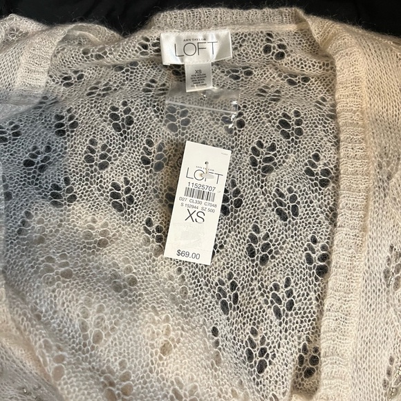 Ann Taylor LOFT XS Cream Laced Top Cardigan - Picture 6 of 6